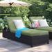 Latitude Run® Larrissa Reclining Sun Chaise Lounge Set w/ Cushion & Table Wicker/Rattan | 19.5 H x 36 W x 87 D in | Outdoor Furniture | Wayfair