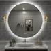 Orren Ellis Aevar Simple & Modern Back Led Lighted Anti-fog Round Bathroom/Vanity Mirror in White | 36 H x 36 W x 1.14 D in | Wayfair