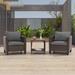 Ebern Designs Najahwan 3 Piece Seating Group w/ Cushions Synthetic Wicker/All - Weather Wicker/Metal/Wicker/Rattan in Gray/Brown | Outdoor Furniture | Wayfair