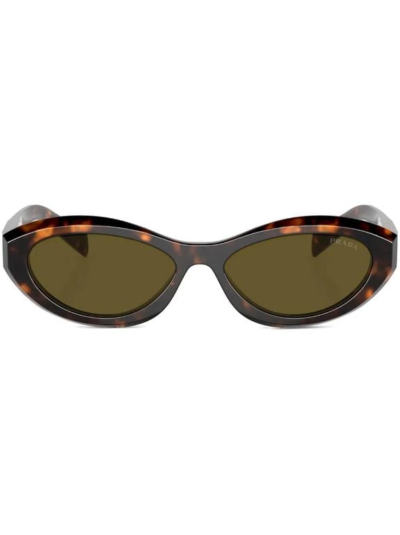 Oval-Frame Sunglasses - Brown - Prada Sunglasses