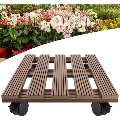 Naizy - wpc Rollbrett Pflanzen Eckig Pflanzenroller Außenbereich Blumentopf Untersetzer mit 4 Image
