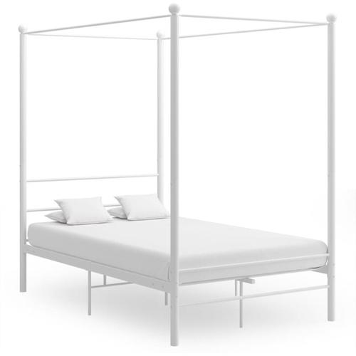 Himmelbett Doppelbett Bett für Schlafzimmer Weiß Metall 120x200 cm DE95134