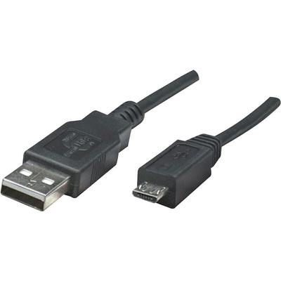 Manhattan - USB-Kabel usb 2.0 usb-a Stecker, USB-Micro-B Stecker 1.80 m Schwarz UL-zertifiziert