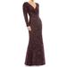 Long Sleeve Sequin Trumpet Gown