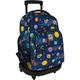 Grafoplas Schulrucksack mit Rollen | integrierter Trolley | 52 x 37 x 25 cm | Modell Roller | Space Collection | Bits & Bobs Pop Up Design | perfektes Schulmaterial für Kinder und Grundschule, blau,