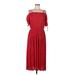 Express Casual Dress - Midi Cold Shoulder Short sleeves: Red Dresses - New - Women's Size Medium