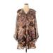ASOS Casual Dress - Mini V Neck 3/4 sleeves: Brown Dresses - Women's Size 24