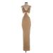 Shein Cocktail Dress - Bodycon V-Neck Sleeveless: Tan Solid Dresses - Women's Size 4