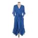 Maison Tara Casual Dress - Midi: Blue Dresses - New - Women's Size 10