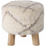 Sommatino 16"H x 16"W x 16"D Wool Cream Ottoman - Hauteloom
