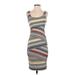 Bailey 44 Casual Dress - Sheath Scoop Neck Sleeveless: Gray Stripes Dresses - Women's Size Small