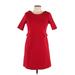 Julie Brown Casual Dress - Mini Scoop Neck Short sleeves: Red Solid Dresses - Women's Size Large