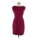 Ann Taylor LOFT Cocktail Dress - Sheath Crew Neck Sleeveless: Burgundy Solid Dresses - Women's Size 10 Petite