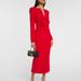 Roland Mouret Floral Applique Wool Crepe Midi Dress - Red