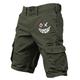 Herren Cargo-Shorts mit mehreren Taschen, Grafik-Graffiti-Print, Outdoor-Shorts, Sport-Outdoor-Shorts, klassische mikroelastische Shorts