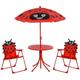 Easycomfort set tavolo da giardino con 2 sedie pieghevoli e ombrellone per bambini in metallo e