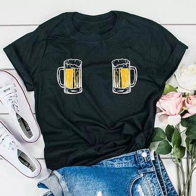 Oktoberfest Bier Handwerk Cosplay Kostüm T-Shirt-Ärmel Anime Bier Klassisch Streetstyle Für Paar Herren Damen Erwachsene Oktoberfestbier Heißprägen Image
