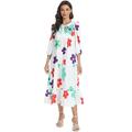 Femme Robe casual Robe Évasée Robe d'été Floral nouer devant Patchwork Col Ras du Cou Manches Bouffantes Robe mi-longue Elégant Bohême Mariage Intérieur Manches 3/4 Eté Printemps