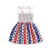 Eyicmarn Toddler Summer A-line Dress Girls Tie-up Smocked Butterfly/ Heart/ Star Stripe Print Spaghetti Strap One-piece