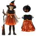 SYNPOS 3-13T Halloween Witch Cosplay Costume for Girls Kid Party Dress Up Outfit