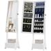 8 LEDs Jewelry Cabinet Armoire 42.5 Tall Frameless Mirror Jewelry Holder Organizer Freestanding Makeup Jewelry Storage with 1 Drawer 5 Shelves White and Black JC14803B