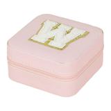 KAGAYD Personalized Women s Jewelry Box Travel Jewelry Box English Alphabet Flower Jewelry Makeup Bag Gifts For Women Gifts For Friends