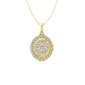 ARAIYA FINE JEWELRY 14K Yellow Gold Diamond Composite Cluster Pendant with Gold Plated Silver Cable Chain Necklace (1/2 cttw I-J Color I2-I3 Clarity) 18