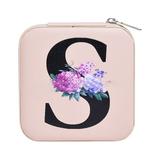 KAGAYD Personalized Women s Jewelry Box Travel Jewelry Box English Alphabet Flower Jewelry Makeup Bag Gifts For Women Gifts For Friends
