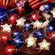 Kokovifyves Patriotic Decorations Independence Day String Lights Decorations Rattan Stars Patriotic Lights Battery Operated LED String Lights Outdoor Light for Memorial Day