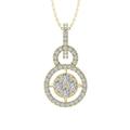 ARAIYA FINE JEWELRY 10K Yellow Gold Diamond Composite Cluster Pendant with Gold Plated Silver Cable Chain Necklace (5/8 cttw I-J Color I2-I3 Clarity) 18