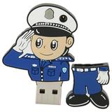 U Disk Cartoon Creative Flexible Plastic Portable for Windows 98 / Me / 2000 / XP USB2.0Policeman 128G