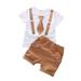 Kids Toddler Baby Boys Patchwork Short Sleeve Tops Striped Shorts Outfit Set 2Pcs Clothes Baby 3 6 Months Baby Clothes Boy 0 3 Months Sets Baby Boy Rompers 3 6 Months Pack