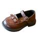 Fashion Spring And Summer Children Casual Shoes Girls Flat Sole Thick Sole Solid Bowknot Buckle Party Dress Shoes Brown 18 Months-24 Months