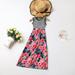 WNG Mommy and Me Sleeveless Flower Print Maxi Dresses Family Summer Matching Set