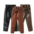 Esaierr Girls Leather Pants Fall Winter for Kids Toddlers Girls Casual PU Leather Trousers with Belt Leggings High Wais Faux Leather Pants 1-7 Years