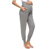 Fanxing Womens Maternity/Pregnancy Jogger Pants Over The Belly Sweatpants Maternity Pants Lounge Workout Pajama Stretchy Pregnancy Pants Activewear Joggers Gray XL