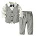 NIUREDLTD Toddler Gentleman Suit Outfits 4PC Gentleman T Shirt Baby Bowtie Cloth Toddler Wedding Pants Boy Suit Vest Sets Boys Outfits&Set Baby Boy Clothes Set White 130