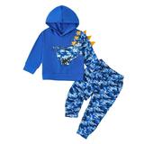 KDFJPTH Toddler Boys Winter Long Sleeve Cartoon Dinosaur Prints Tops Pants 2PCS Outfits Clothes Set Toddler Boy Outfit Toddler Fall Outfits Boy