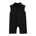 FRSASU Kids Jumpsuit Clearance Toddler Girls Summer Solid Color Back Zip Sleeveless Bodysuit Jumpsuit Black 5-6 Years