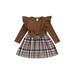 Xkwyshop Children s Girl Dress with Long Sleeves Casual Plaid Print and A-Line Design