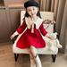 Jacenvly Christmas Dress for Baby Girl Clearance Skin-Friendly Long Sleeve Shift Dress New Style Young Children with Clothes Soft Warm Pajamas Children S Holiday Birthday Gift/Role Play Children Red