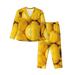 Kll Ripe Yellow Lemon Print Women S Long Sleeve Pajamas With Pants Sleepwear Loungewear 2 Set-Xx-Large