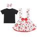 IBTOM CASTLE Toddler Baby Girls Mouse Birthday Outfit Short Sleeve Pullover T-shirt Suspender Skirt with Headband Cake Smash Casual Outfits 2-3 Years Black + Red