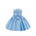 Qtinghua Toddler Baby Girls Princess Dress Sleeveless Flower Beaded A-line Dress Party Brithday Dress Blue 18-24 Months