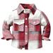 TOWED22 Baby Toddler Boys Long Sleeve Shirt Plaid Flannel Button Shirts Christmas Outfit Top Jacket Fall Winter Clothes(Hot Pink 4-5 Y)