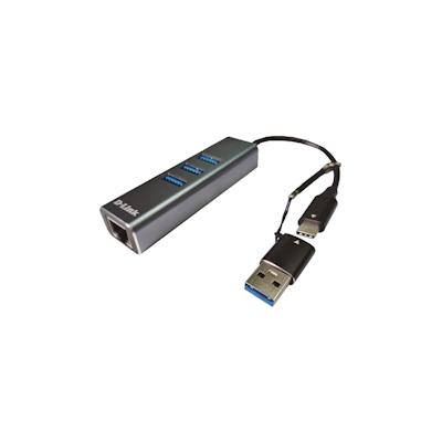 D-Link DUB-2332 USB-C Gigabit Adapter mit 3 USB3.0 Ports