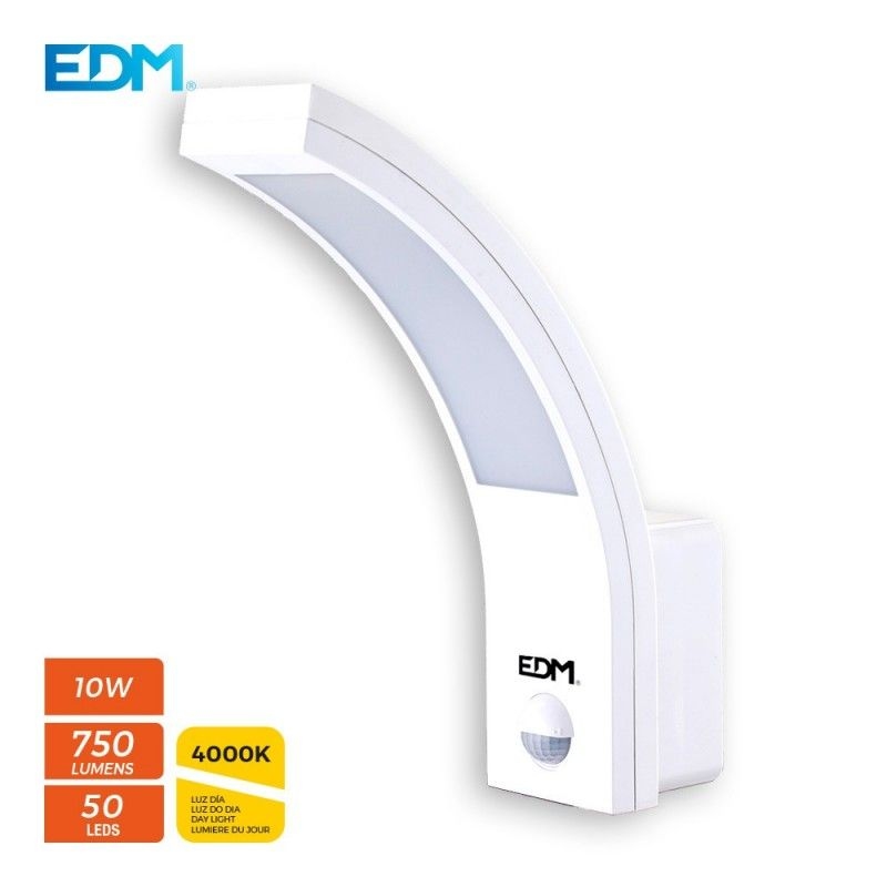 Wandleuchte Led 10W 750Lm 4000K Ip54 6,6X18,8X25Cm mit Bewegungssensor Edm Image
