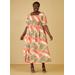 Plus Size Brushstroke Linen Blend Maxi Dress