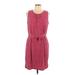 Ann Taylor Factory Casual Dress - Mini Scoop Neck Sleeveless: Red Dresses - Women's Size Large Petite