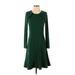 Ann Taylor Casual Dress - Fit & Flare: Green Solid Dresses - Women's Size 0